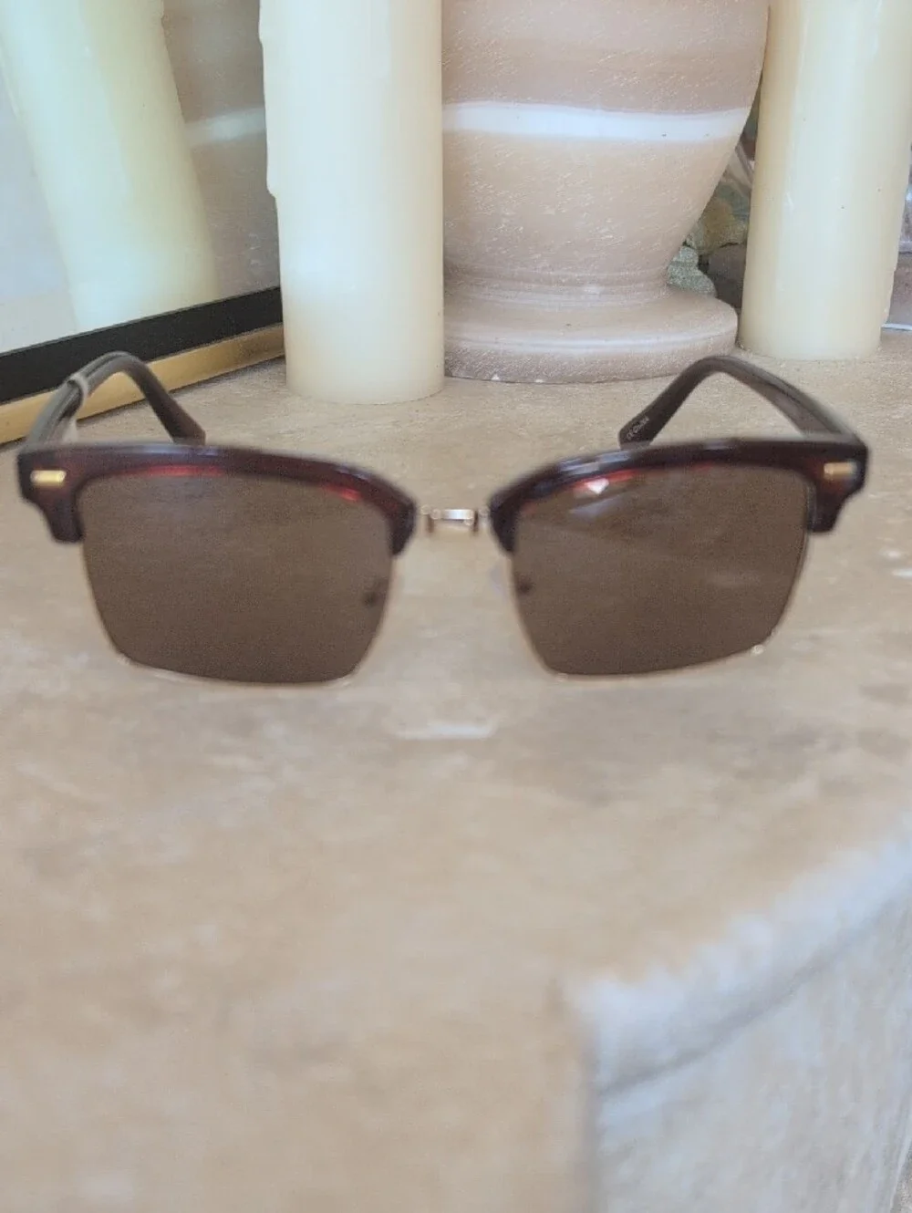 Anthropologie Elite Eyewear Brown Tortoiseshell Frame Sunglasses Gold Accents